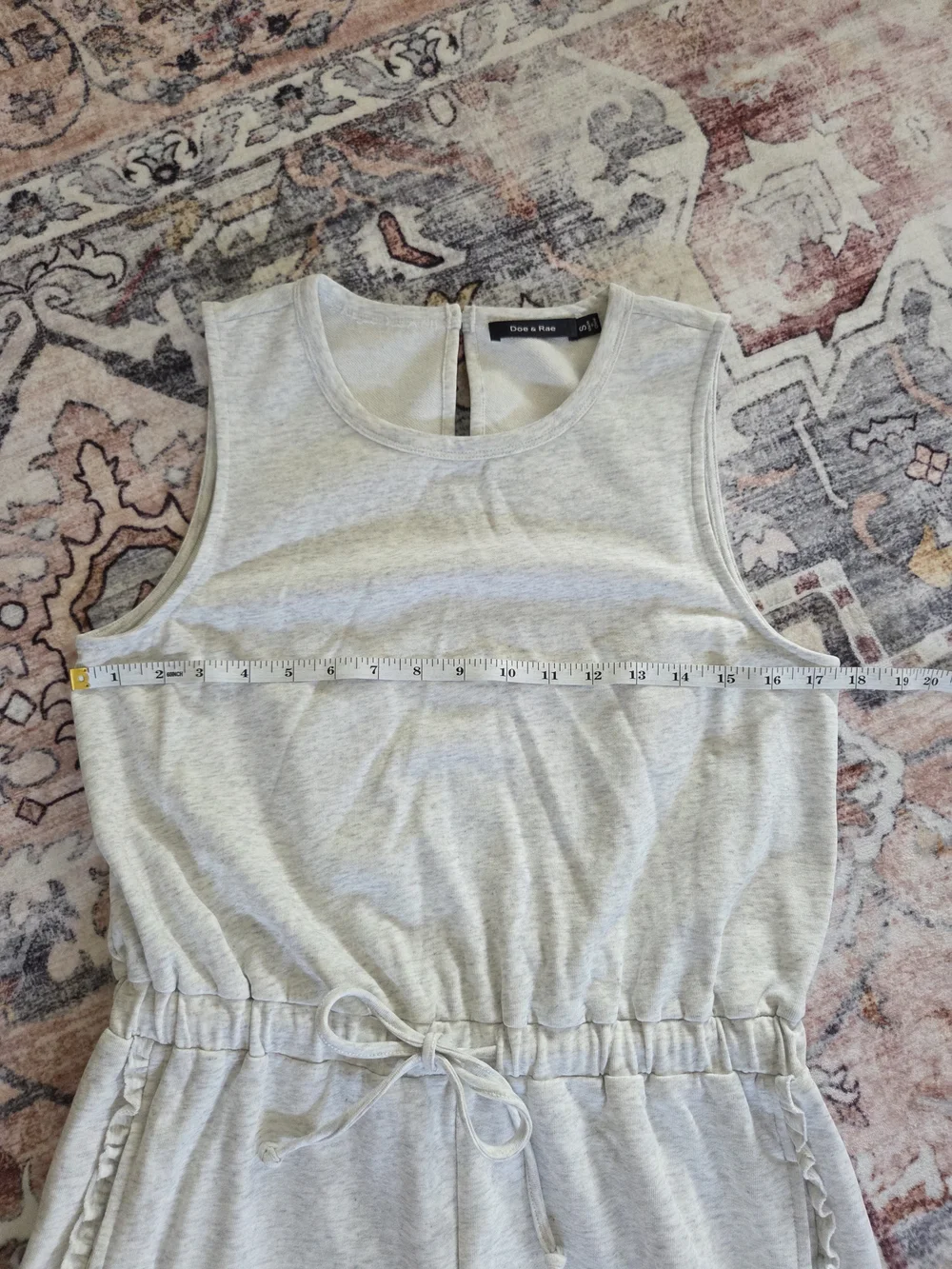 Doe & Rae Light Gray Sleeveless Drawstring Romper
